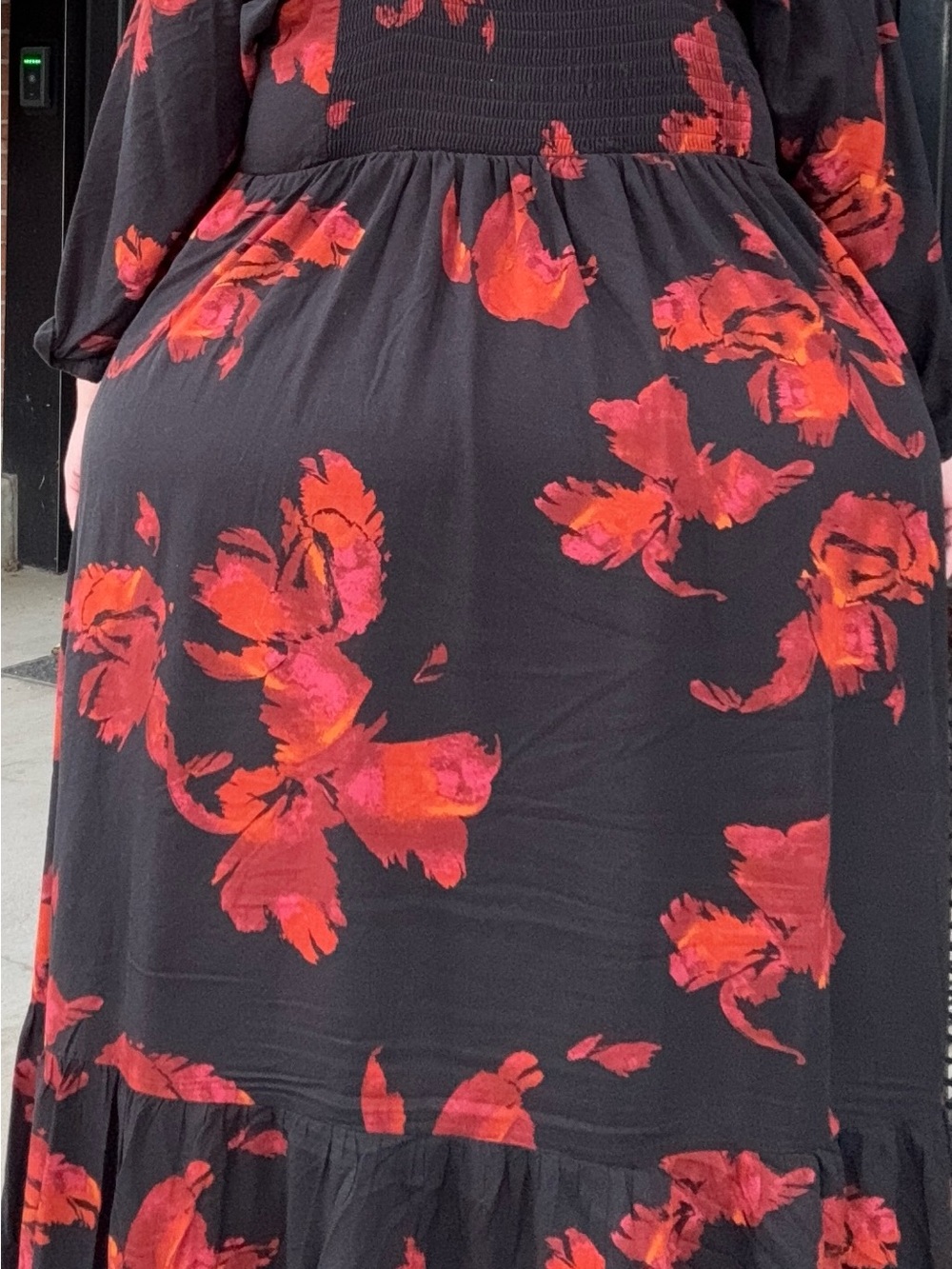 Nine West Black Maxi Dress with Red and Pink Floral Print